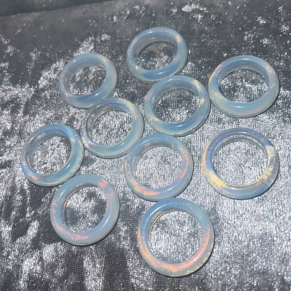 Opal ring bands opalite clear shiny milky healing crystal rock opalite ring band - Picture 9 of 17